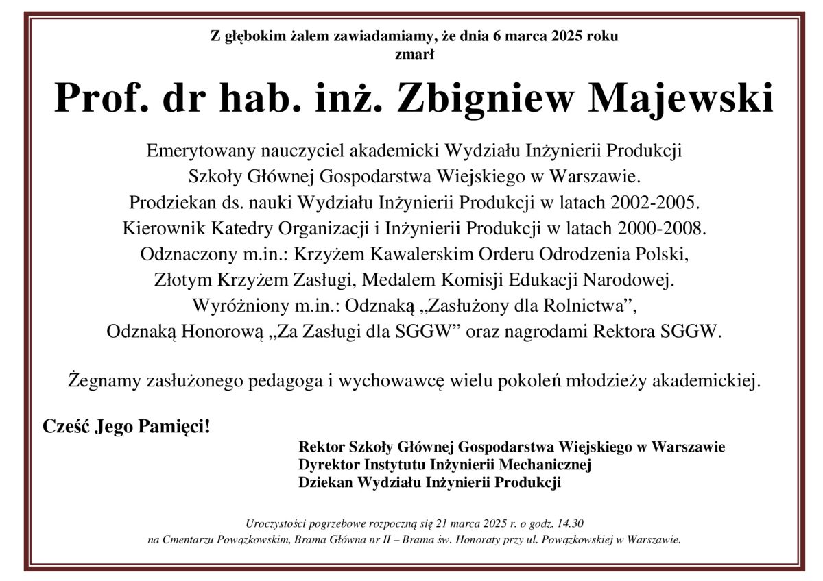 Nekrolog prof. Z. Majewskiego